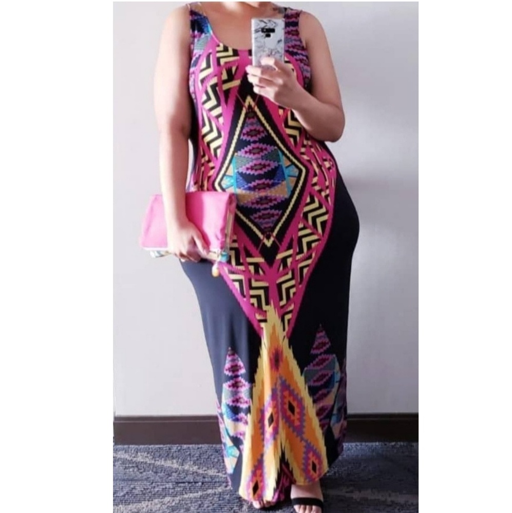 Aztec Print Maxi Dress